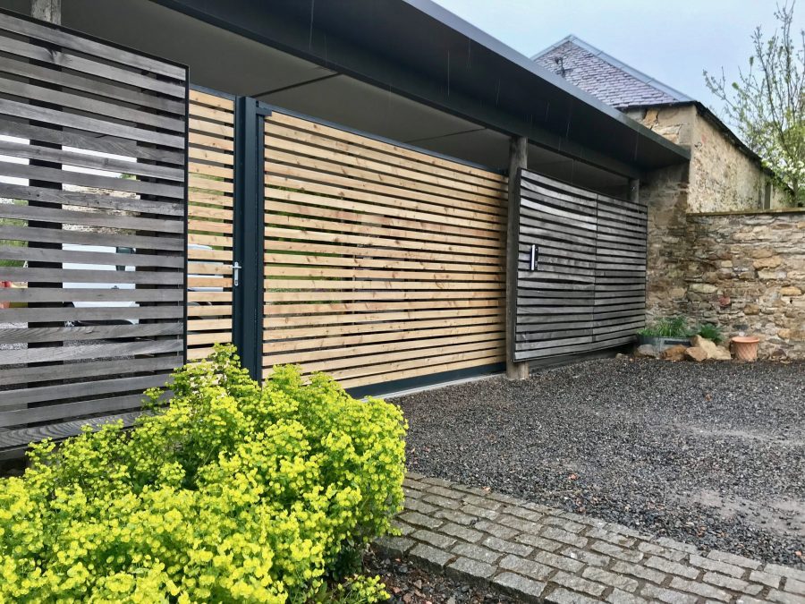Automatic Wooden Driveway Gate Installed in Edinburgh