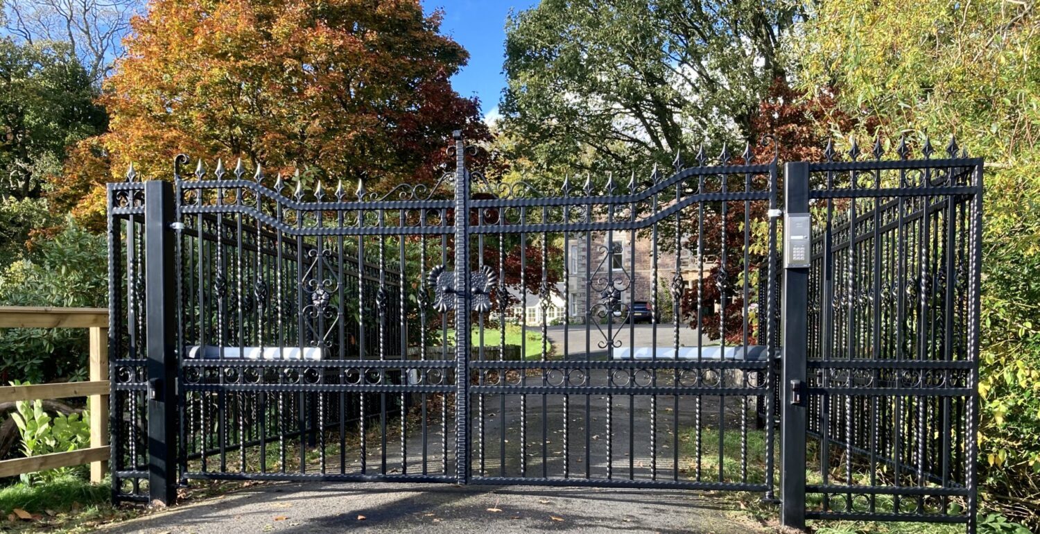 AES (SCOTLAND) LTD recently installed automatic decorative wrought iron gates.