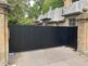 AES (SCOTLAND) LTD recently installed automatic black aluminium driveway gates with matching pedestrian gate and side panel in Edinburgh